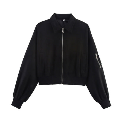 Dames Korte Suède Jas met Kraag Trendy Look
