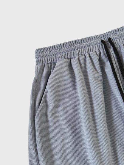 Korte Mouw Hemd Licht Rekbaar Casual Corduroy Effen Kleur Zomer