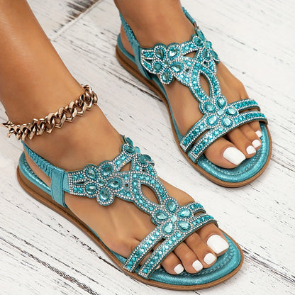 Vrouwelijke Sandalen met Bloemen en Kralen Detail