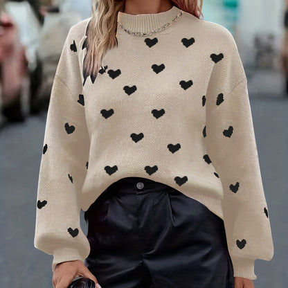Dames Trui Gebreid met Hartjes Stijlvol Leuk