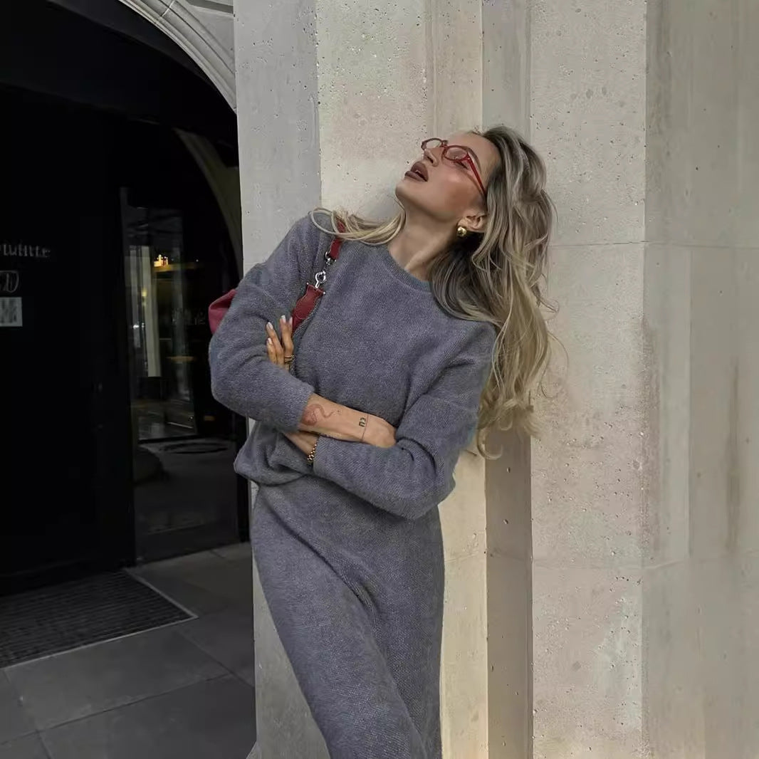 Dames Tweedelige Set Zachte Trui Lange Rok Comfortabel