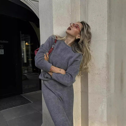 Dames Tweedelige Set Zachte Trui Lange Rok Comfortabel
