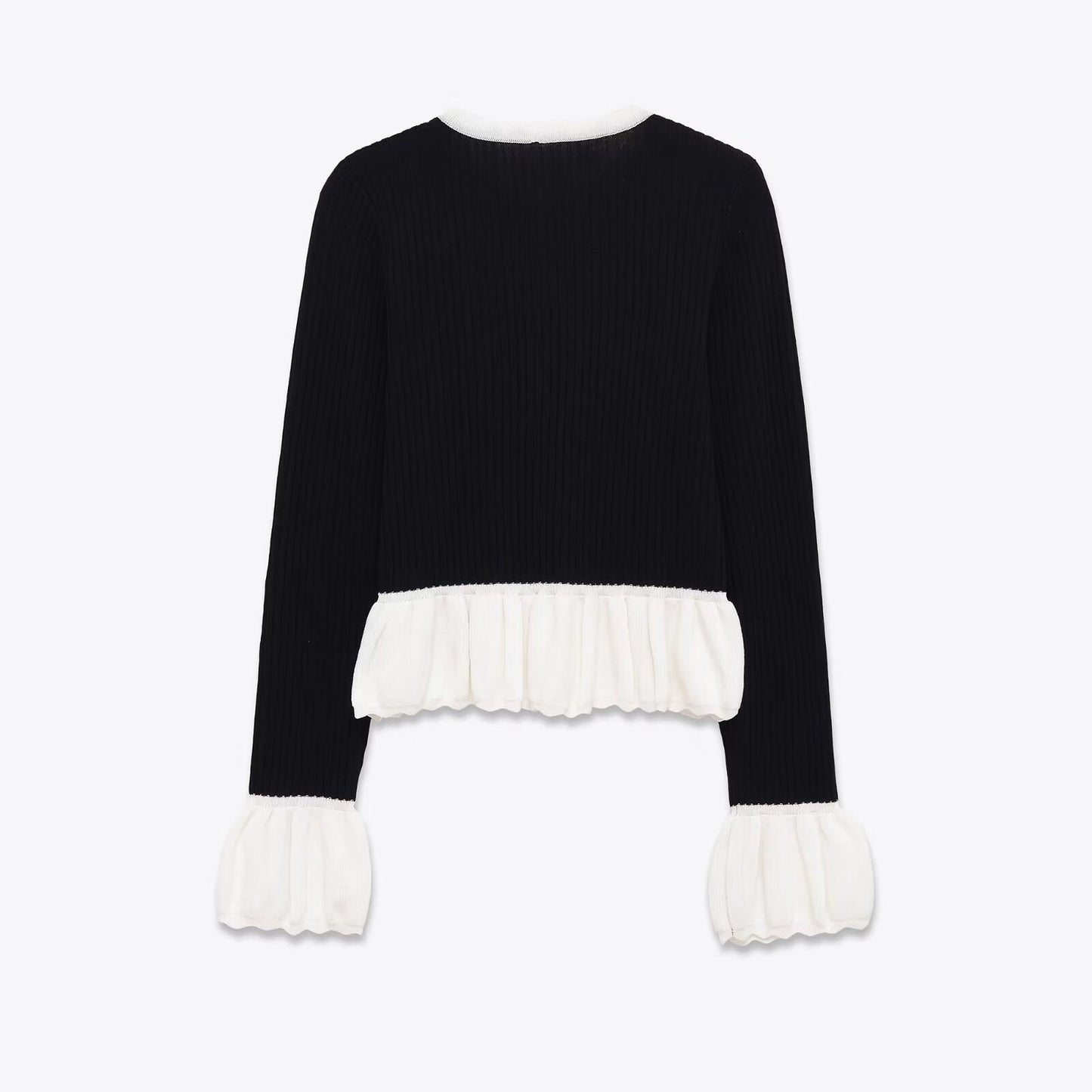 Dames Gebreid Vest Parijs Look met Volant en Knopen