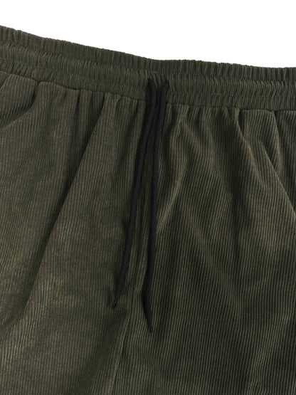 Korte Mouw Hemd Licht Rekbaar Casual Corduroy Effen Kleur Zomer