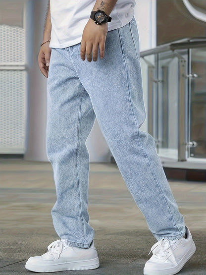 Heren Jeans Losse Pasvorm Comfortabele Zittende Broek