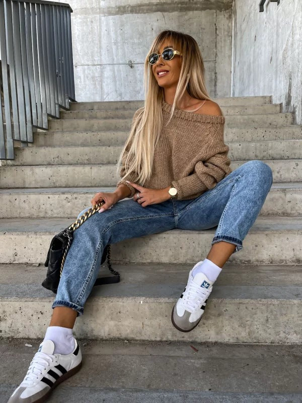 Dames Gebreide Off-shoulder Trui Stijlvol Elegante Rona