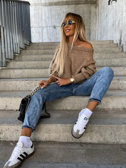 Dames Gebreide Off-shoulder Trui Stijlvol Elegante Rona