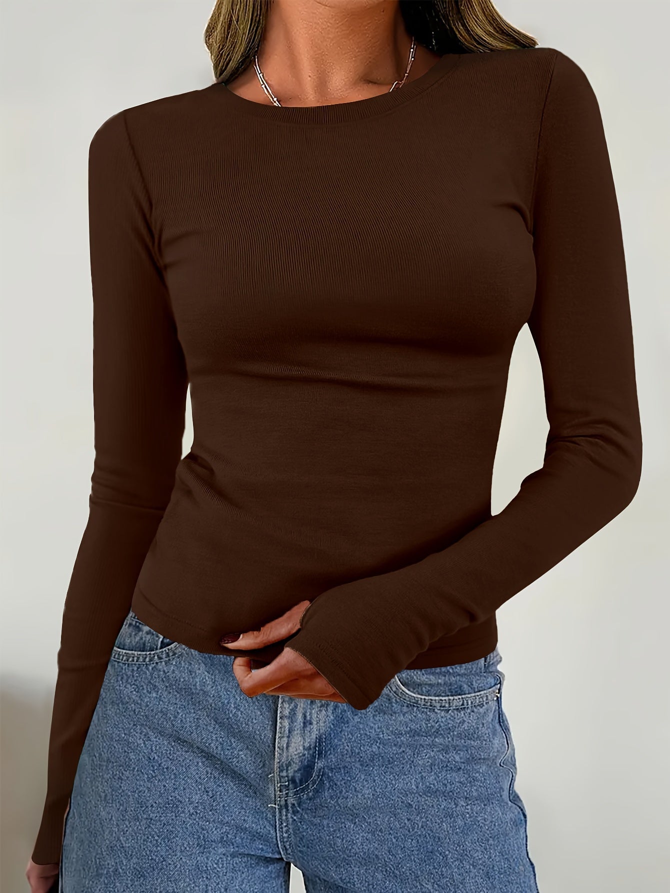 Dames Top Lange Mouwen Ronde Hals Warme Herfst Winter Collectie