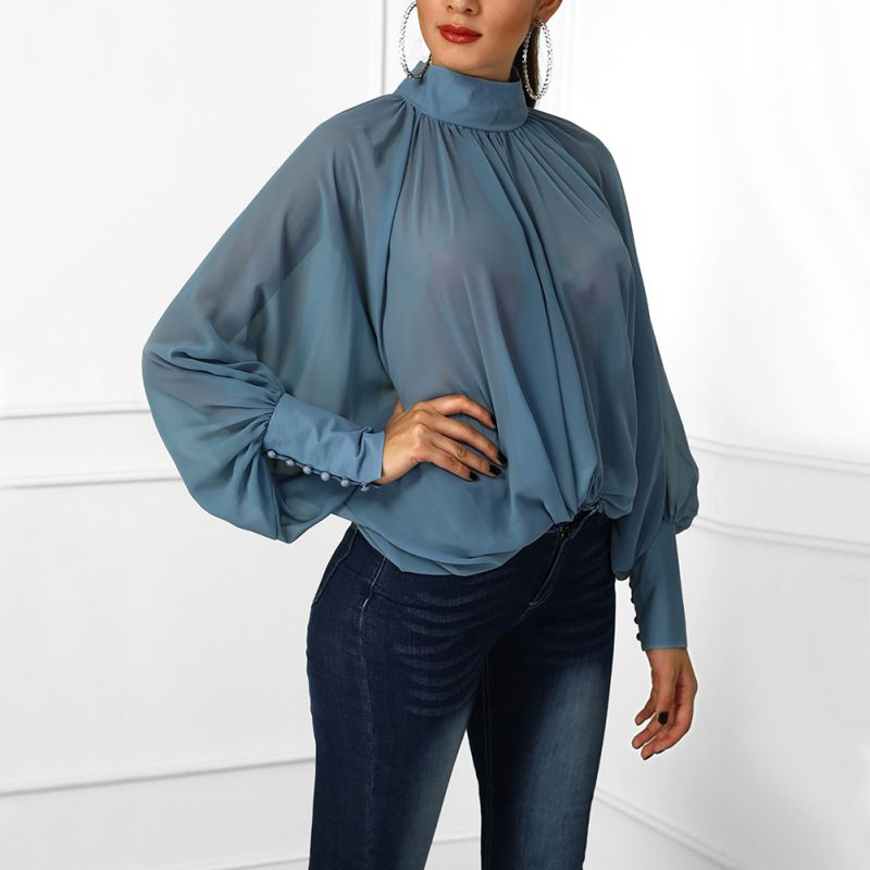 Vrouwelijke Blouse Wijd Mouwen Zomerse Stijl