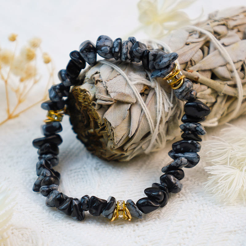 Natuursteen Armband met Kristallen en Kralen Zwart Celine