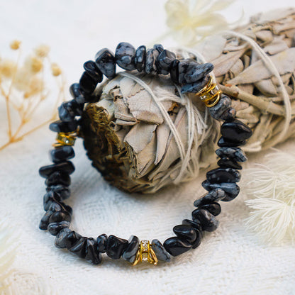 Natuursteen Armband met Kristallen en Kralen Zwart Celine