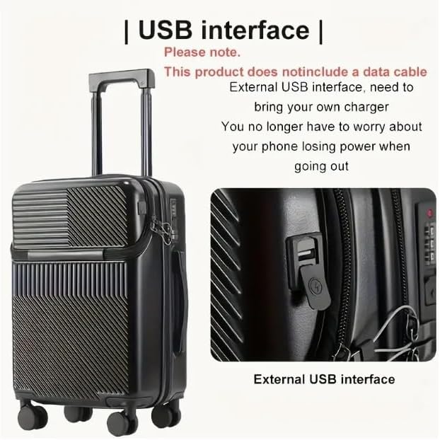 Handbagagekoffer Harde Shell met USB, TSA-slot en Bekerhouder