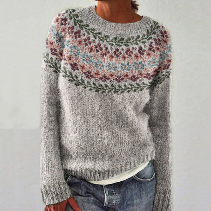 Dames Trui Nordic Bloemenpatroon Warme Wintertrui