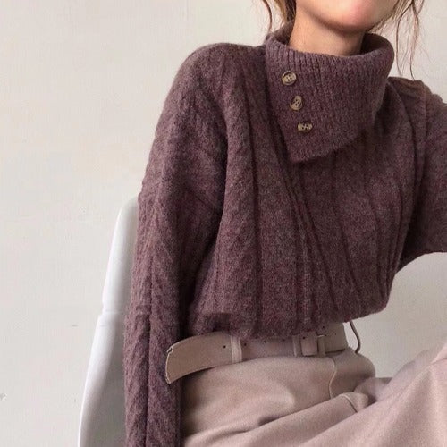 Dames Gebreide Trui met Kraag Detail Trendy Stijl