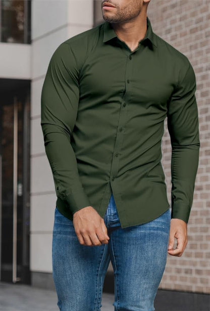 Heren Overhemd Slim Fit Kreukvrij Wit