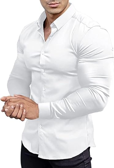 Heren Overhemd Slim Fit Kreukvrij Wit