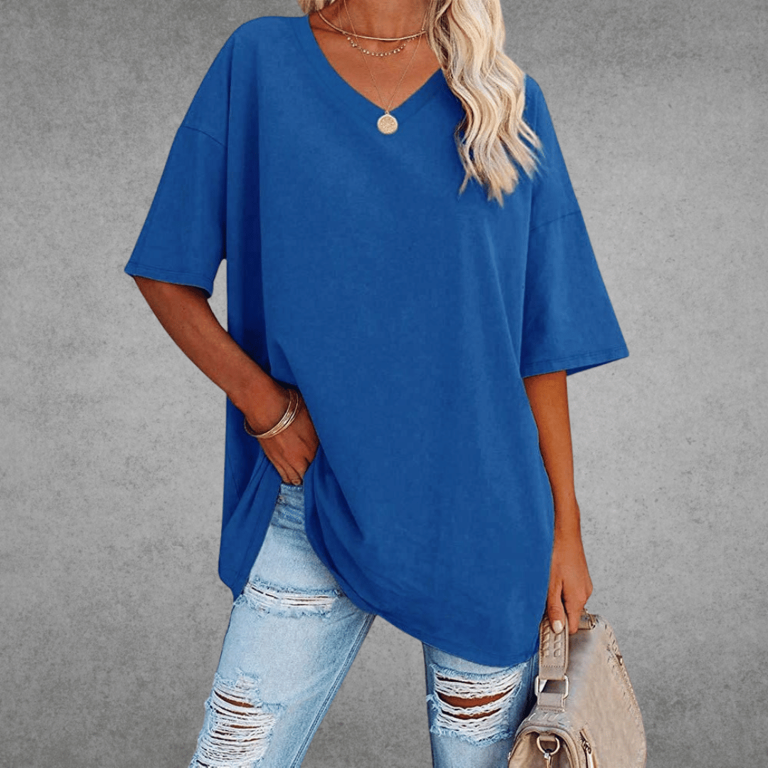 Variant image for T-Shirt Donna - Scollo a V Casual Maglietta-6