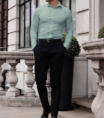 Heren Overhemd Slim Fit Kreukvrij Wit