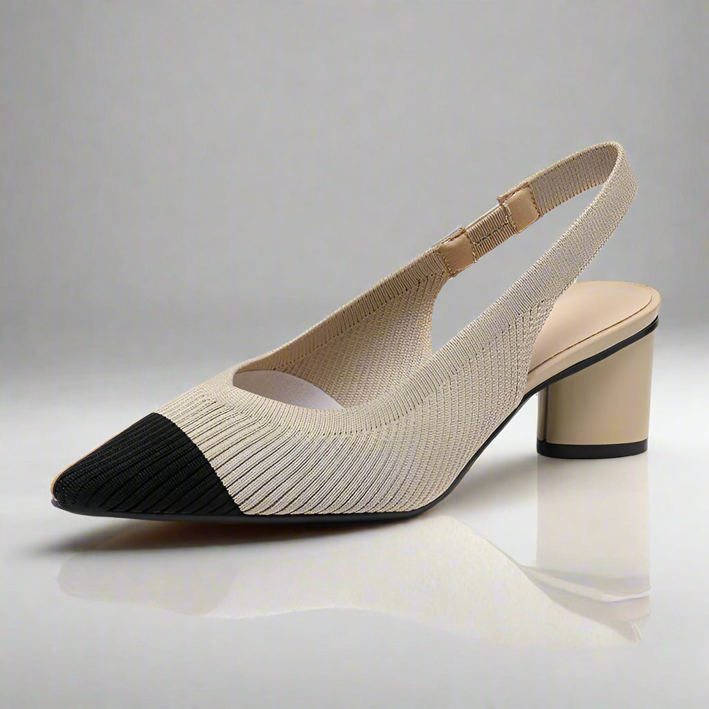Slingback Hakken Puntige Neus Blokhak voor Vrouw