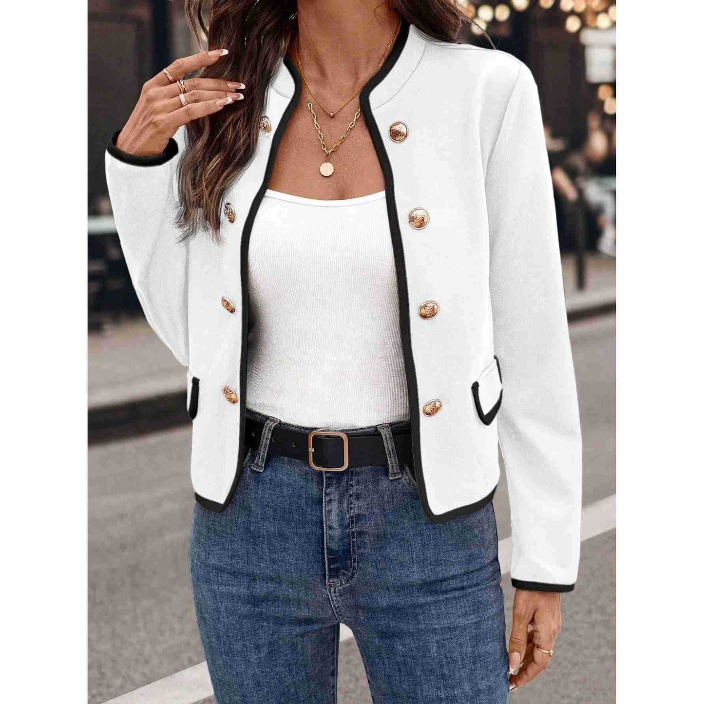 Dames Jas City Chic Gouden Knopen Bellair