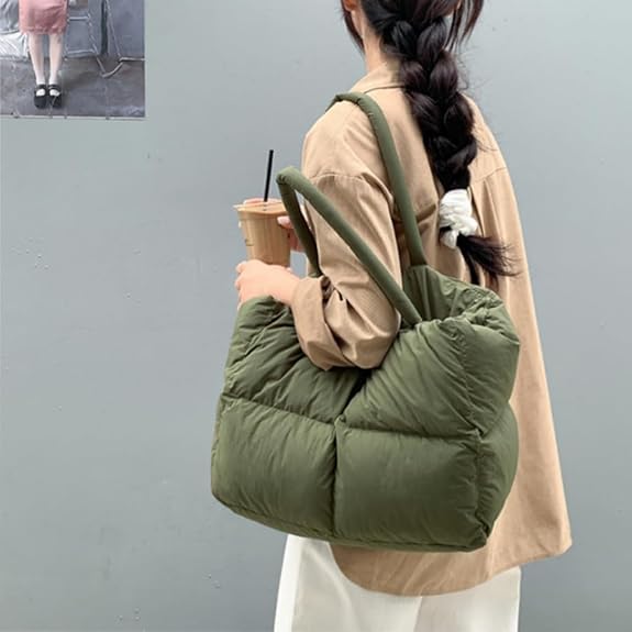 Dames Puffer Tote Tas Zwart Modieus Design