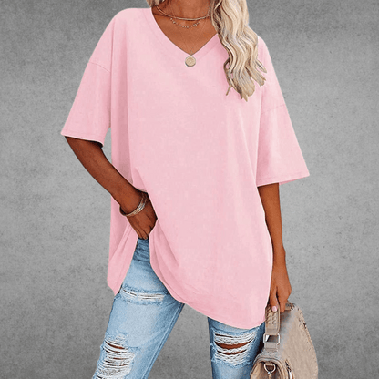 T-Shirt Donna - Scollo a V Casual Maglietta-5