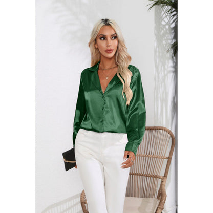 Dames Blouse Satijn Look Elegante Vrouwen Blouse