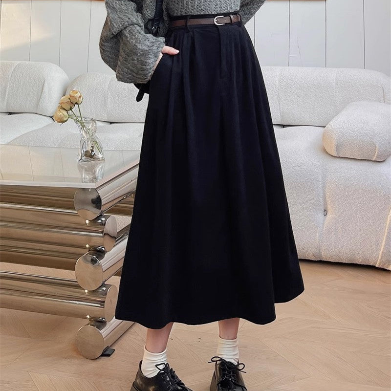 Dames A-lijn Rok Midi Hoge Taille Zwart