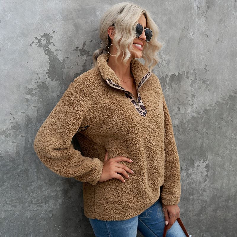Dames Fleece Trui Teddy Warm met Panter Print