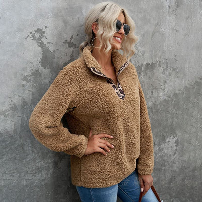 Dames Fleece Trui Teddy Warm met Panter Print