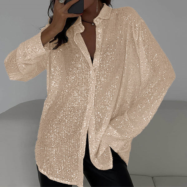 Vrouwelijke Blouse met Pailletten Glimmer Effect