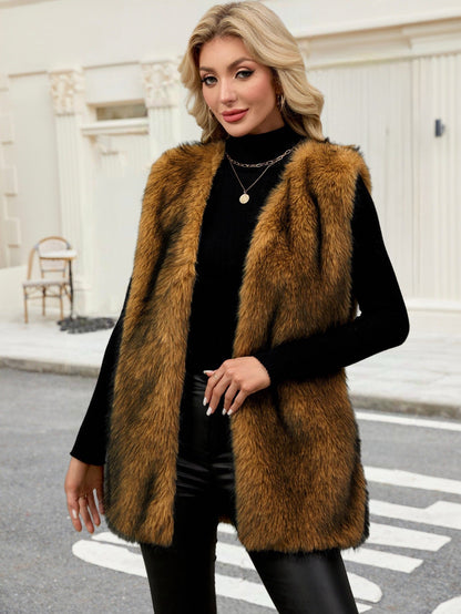 Dames Faux Fur Bodywarmer Gilet Trendy Zwart Wit