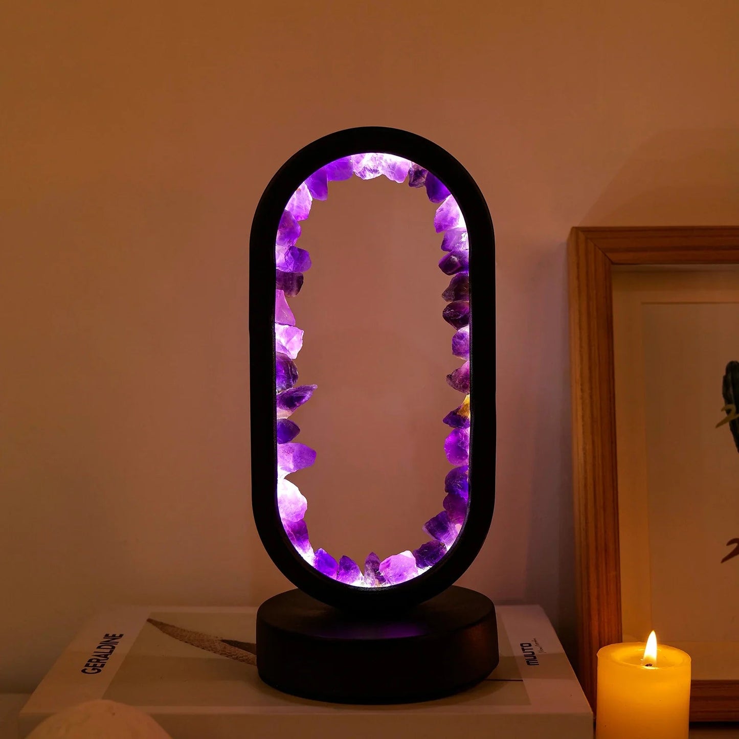Amethist Lamp Handgemaakt Uniek Design Purper Kleur