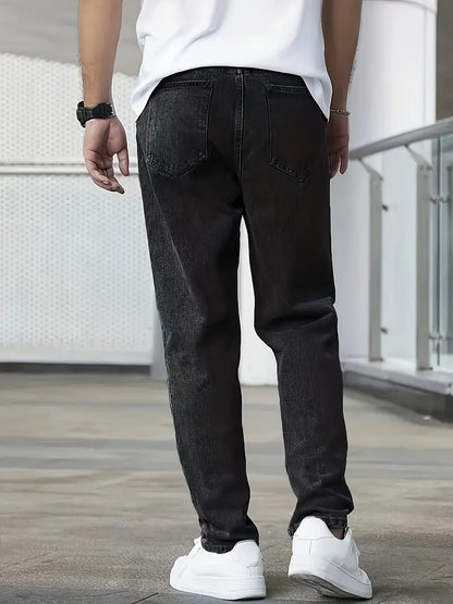 Heren Jeans Losse Pasvorm Comfortabele Zittende Broek