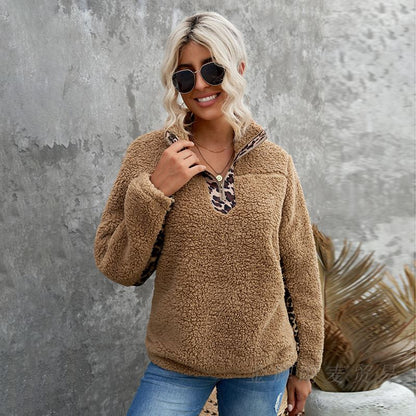 Dames Fleece Trui Teddy Warm met Panter Print
