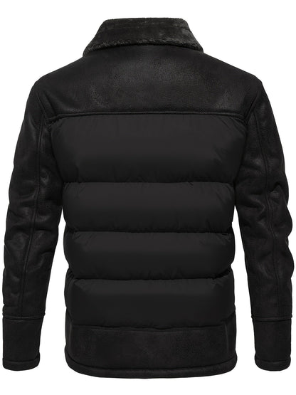 Warme Fleece Jas voor Heren Zwart Winterjas