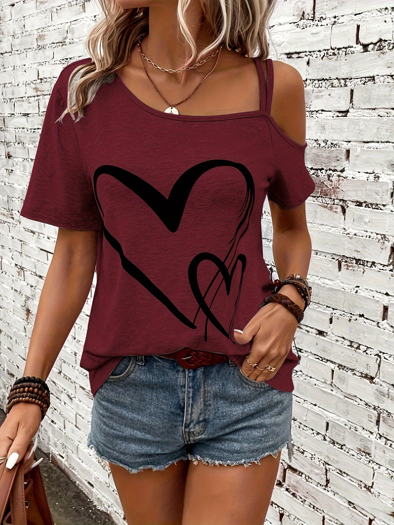 Vrouwelijk T-shirt Blote Schouder Zomerse Stijl