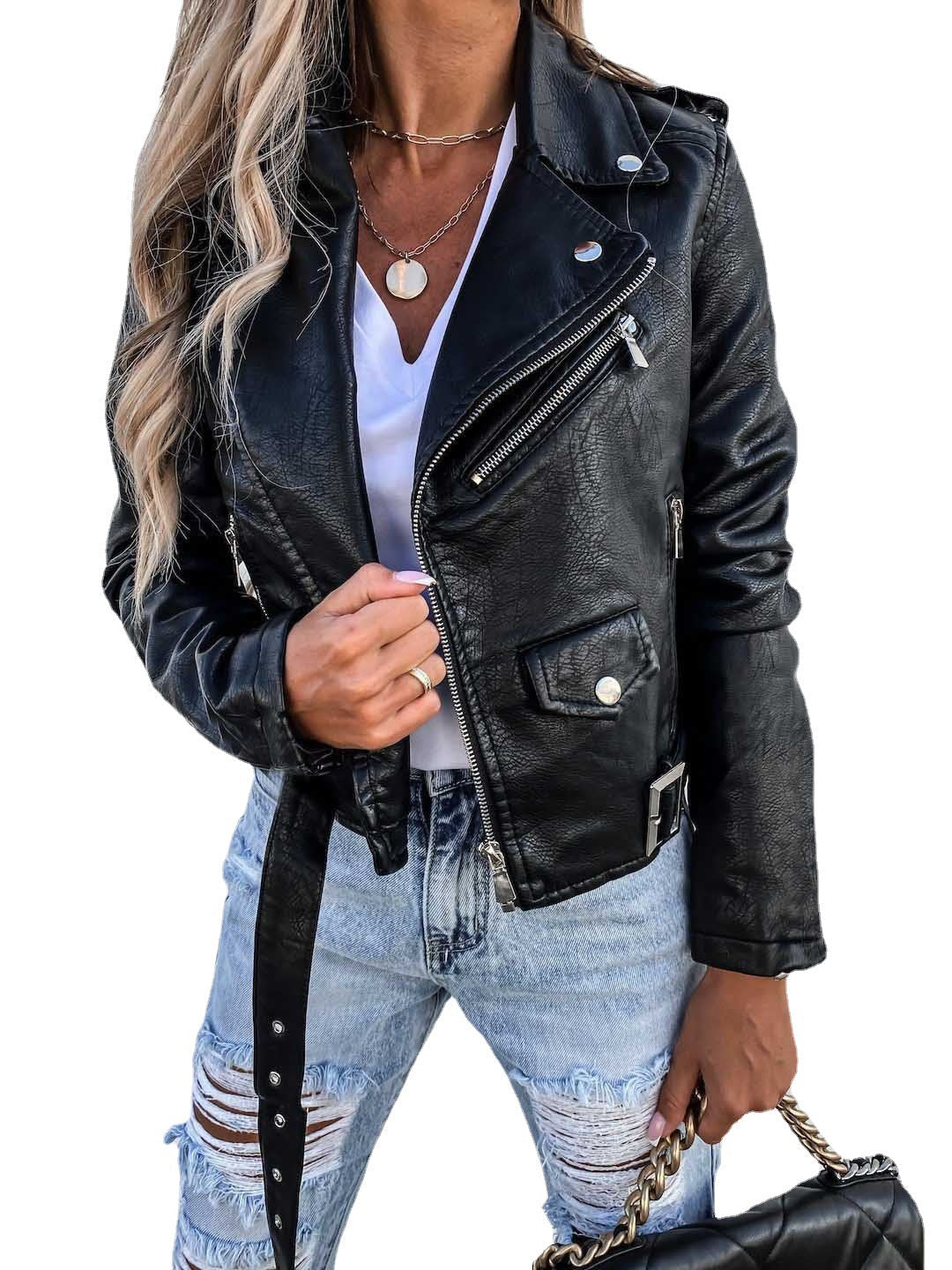 Dames Lederen Biker Jas PU Stijlvol Trendy