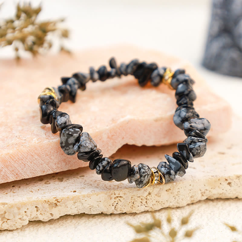 Natuursteen Armband met Kristallen en Kralen Zwart Celine