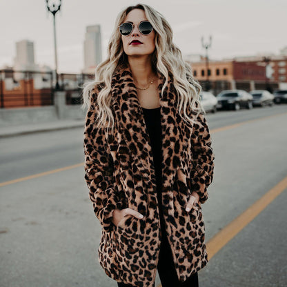 Dames Faux Fur Jas Leopard Print Luxe Blancha