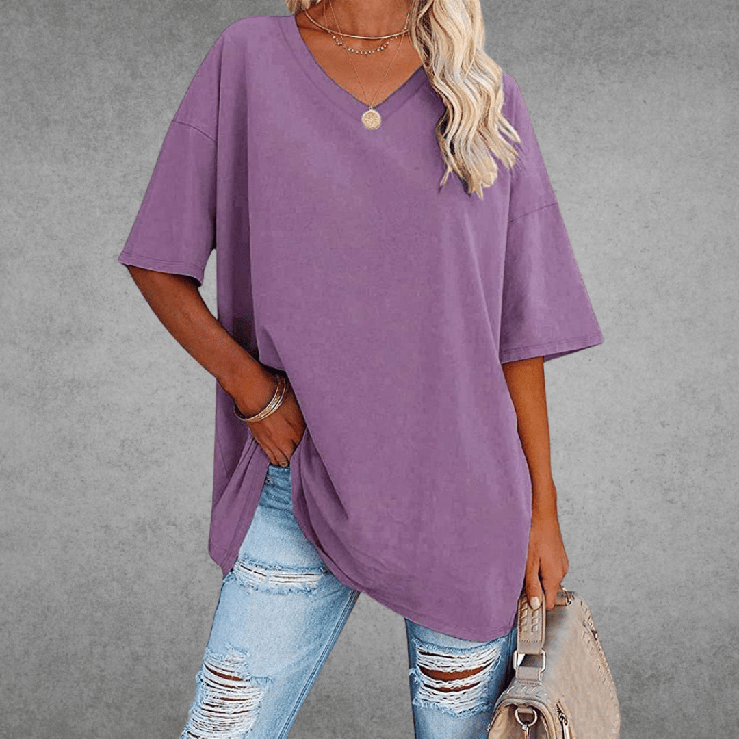 Variant image for T-Shirt Donna - Scollo a V Casual Maglietta-26