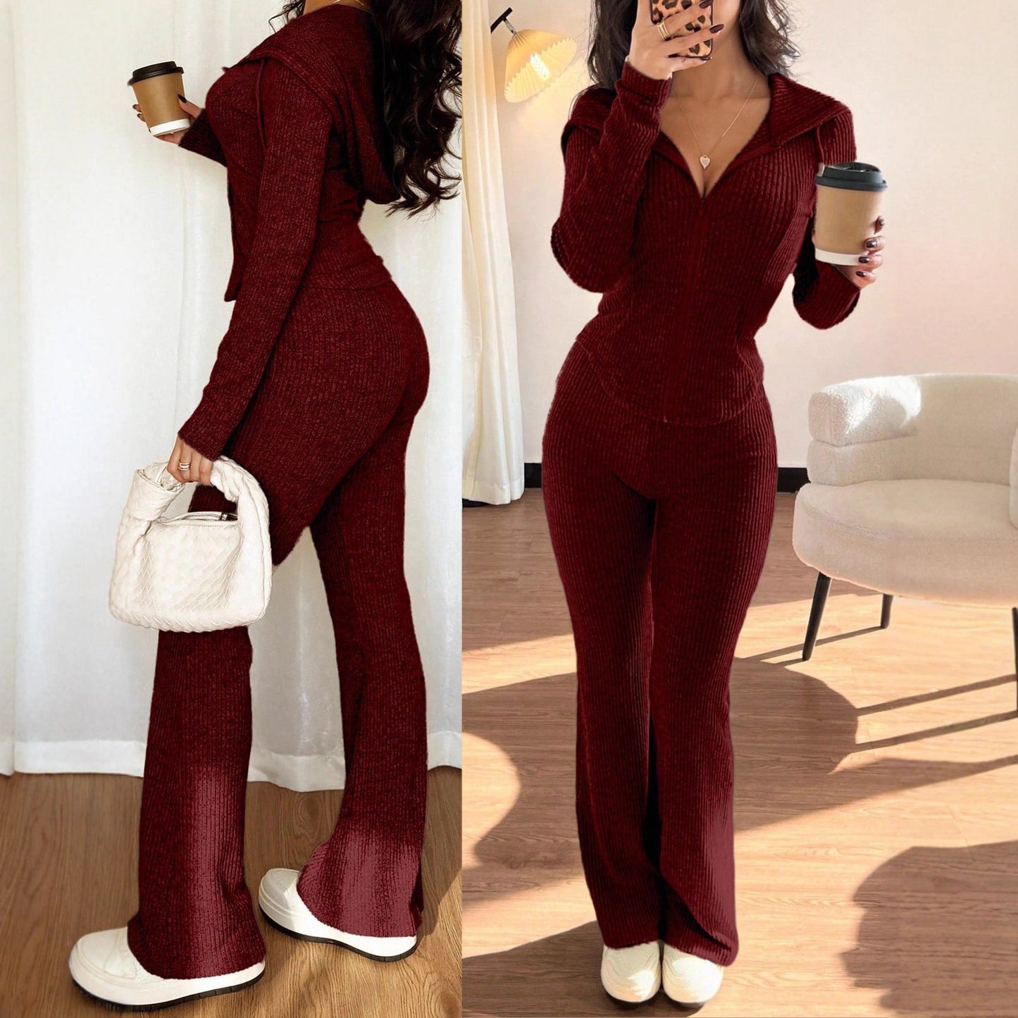 Dames Lounge Set Warm en Zacht met Broek en Vest