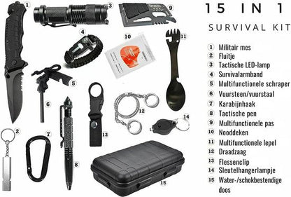 Noodpakket 15-in-1 Overlevingskit Outdoor