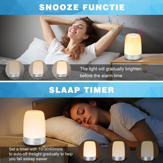 Wake-up Light met Natuurgeluiden en Zonsopgangsimulatie