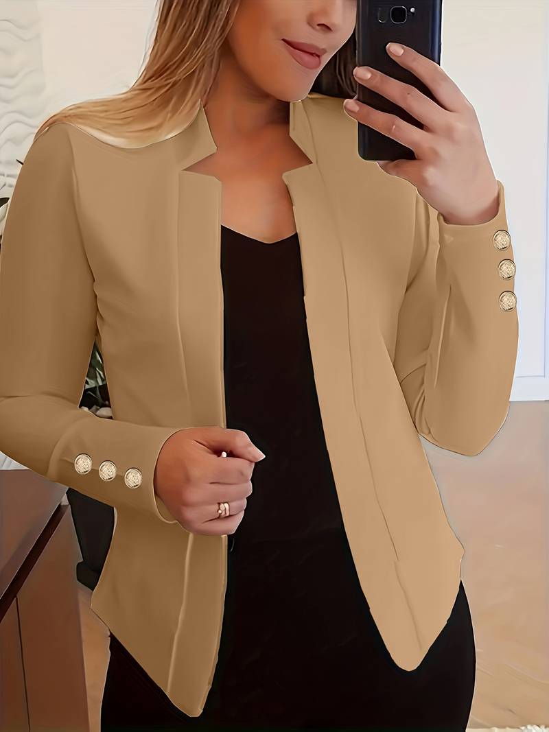 Casual Dames Blazer met Knopen – Lichtgewicht Katoen, Lange Mouw