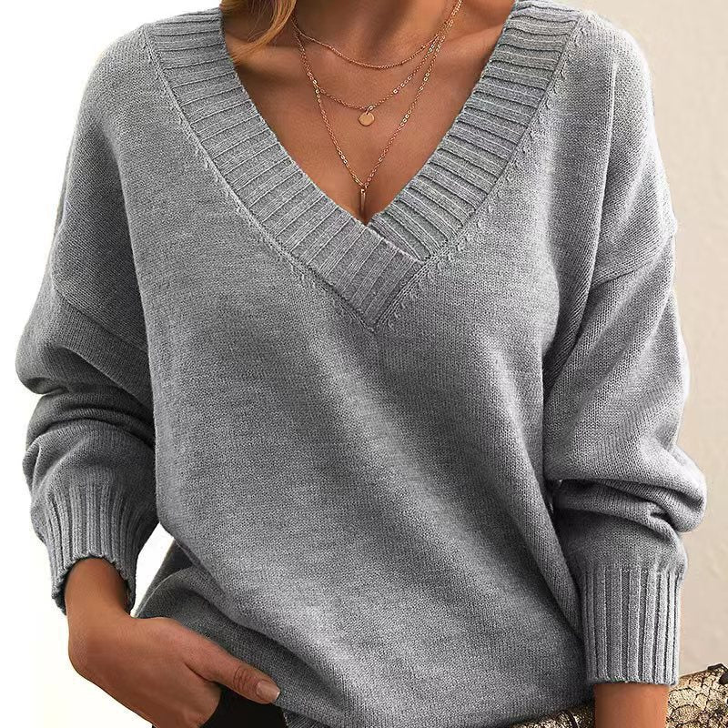 Dames Gebreide Trui V-hals Elegante Basiscollectie