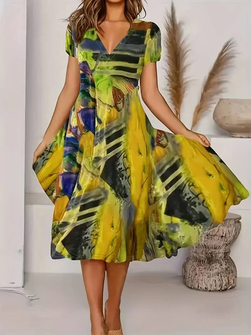 Boho Zomerjurk V-halslijn Mooie Bloemenprint