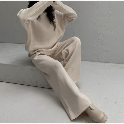 Dames Lounge Set Gebreid Coltrui en Wijde Broek