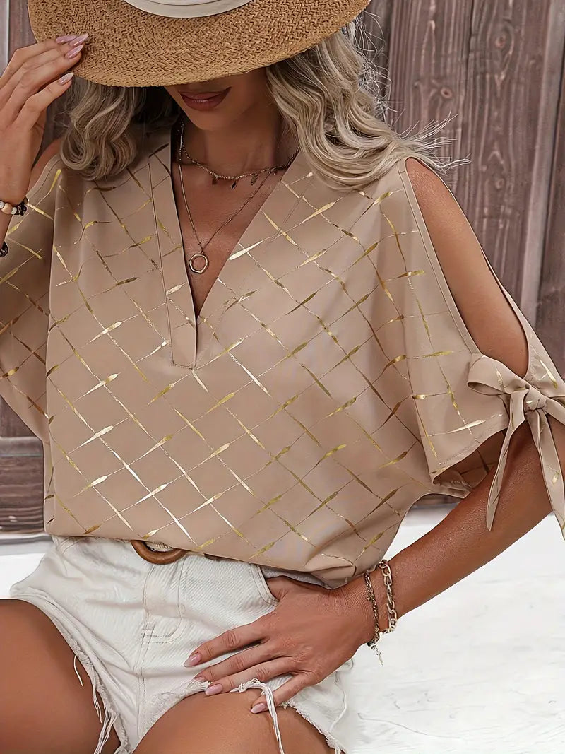 Vrouwelijke Blouse Korte Mouwen Zomerse Stijl