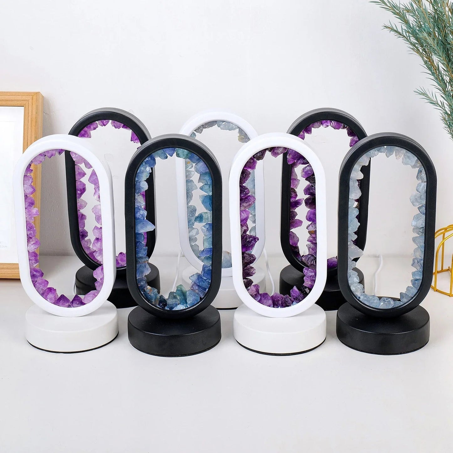 Amethist Lamp Handgemaakt Uniek Design Purper Kleur